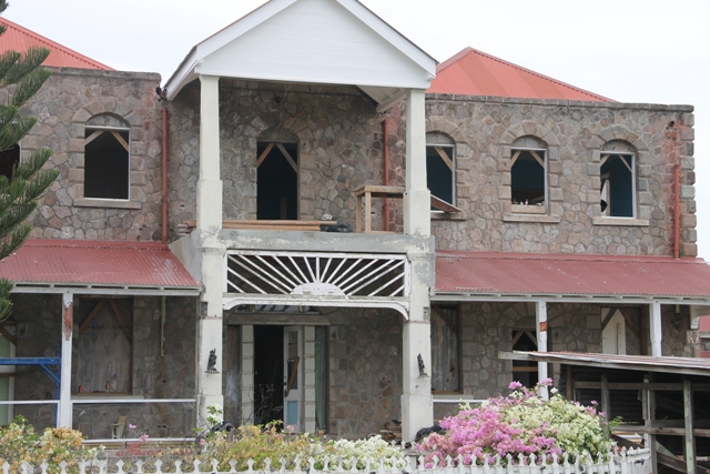 The front view of the Government House at Bath Plain on June 20, 2017, under restoration